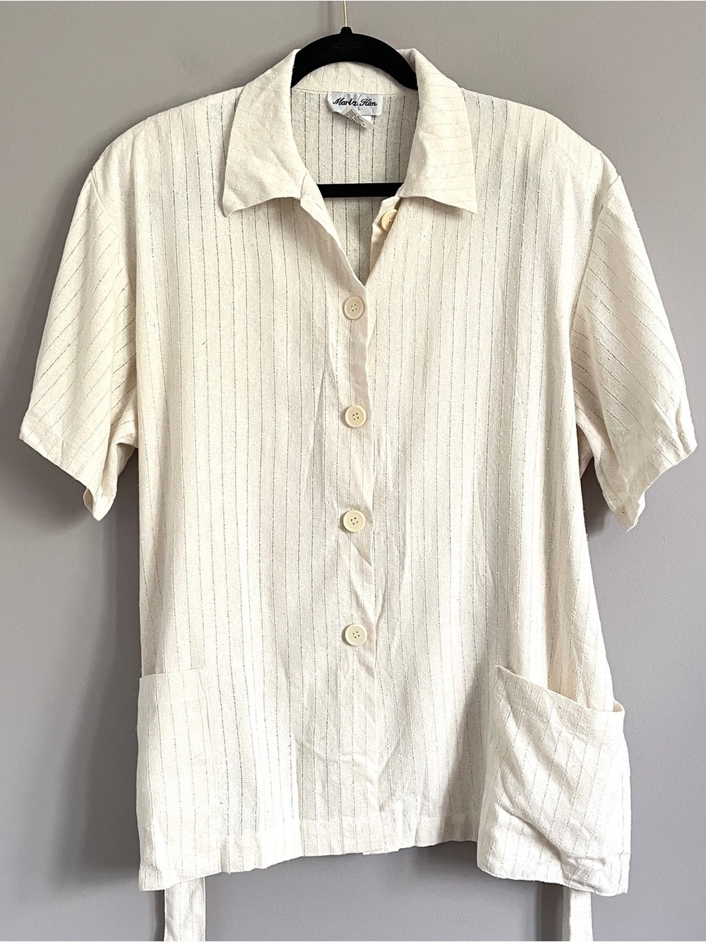 Vintage Raw Silk Short Sleeve Tunic Blouse Shirt - Large - Picture 9 of 11